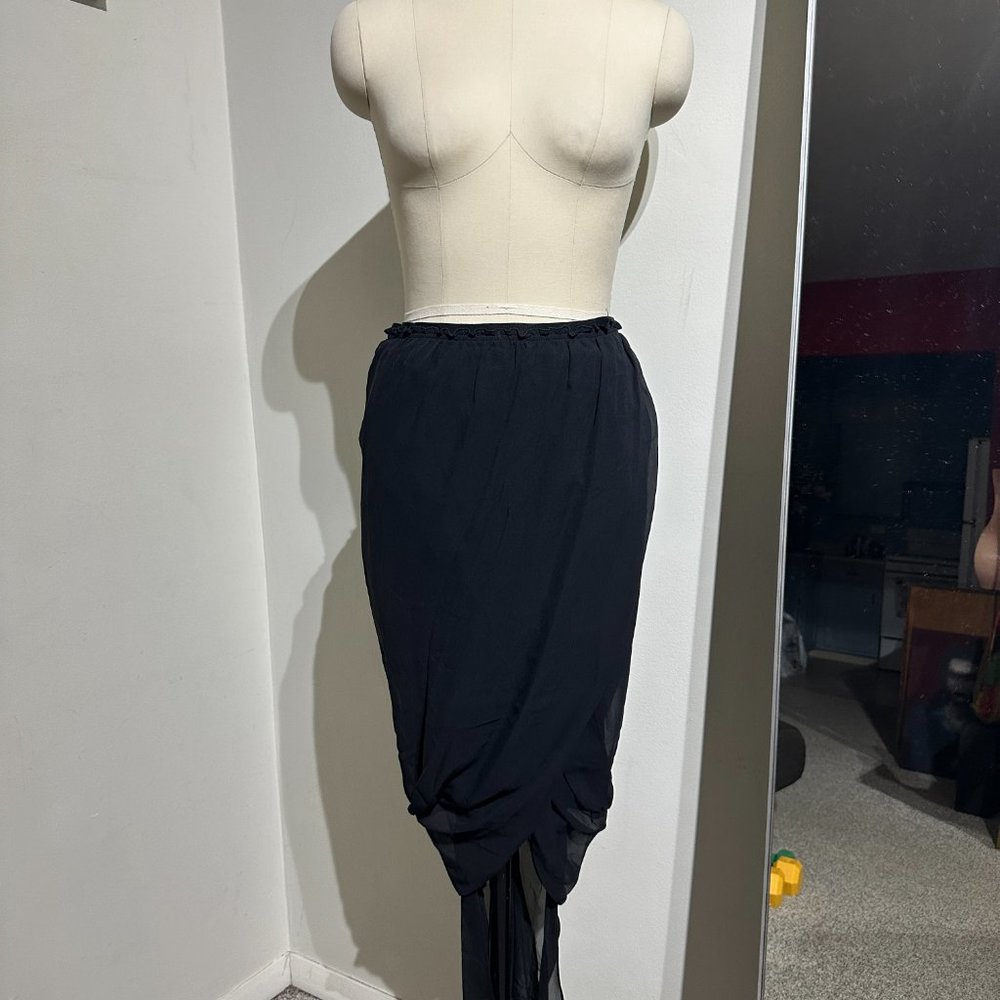 SHARON WAUCHOB SKIRT BLACK MIDI CHIFFON SIZE XS 36